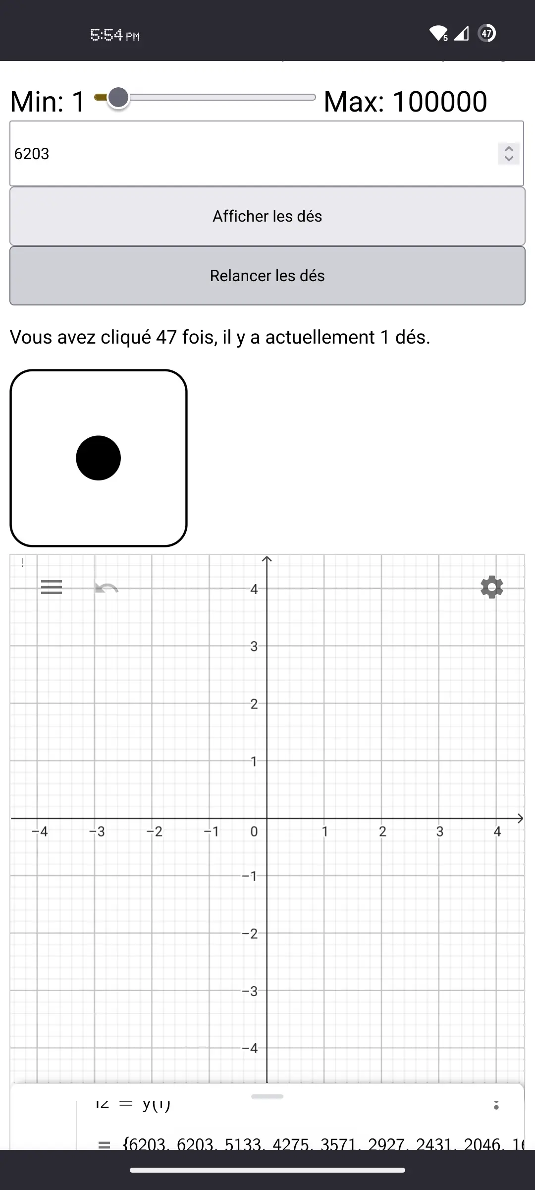 Représentation par dés